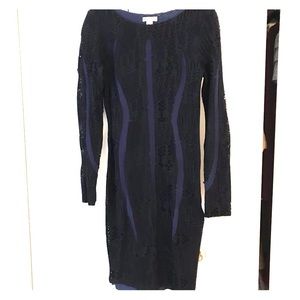 Reiss bodycon black and blue dress